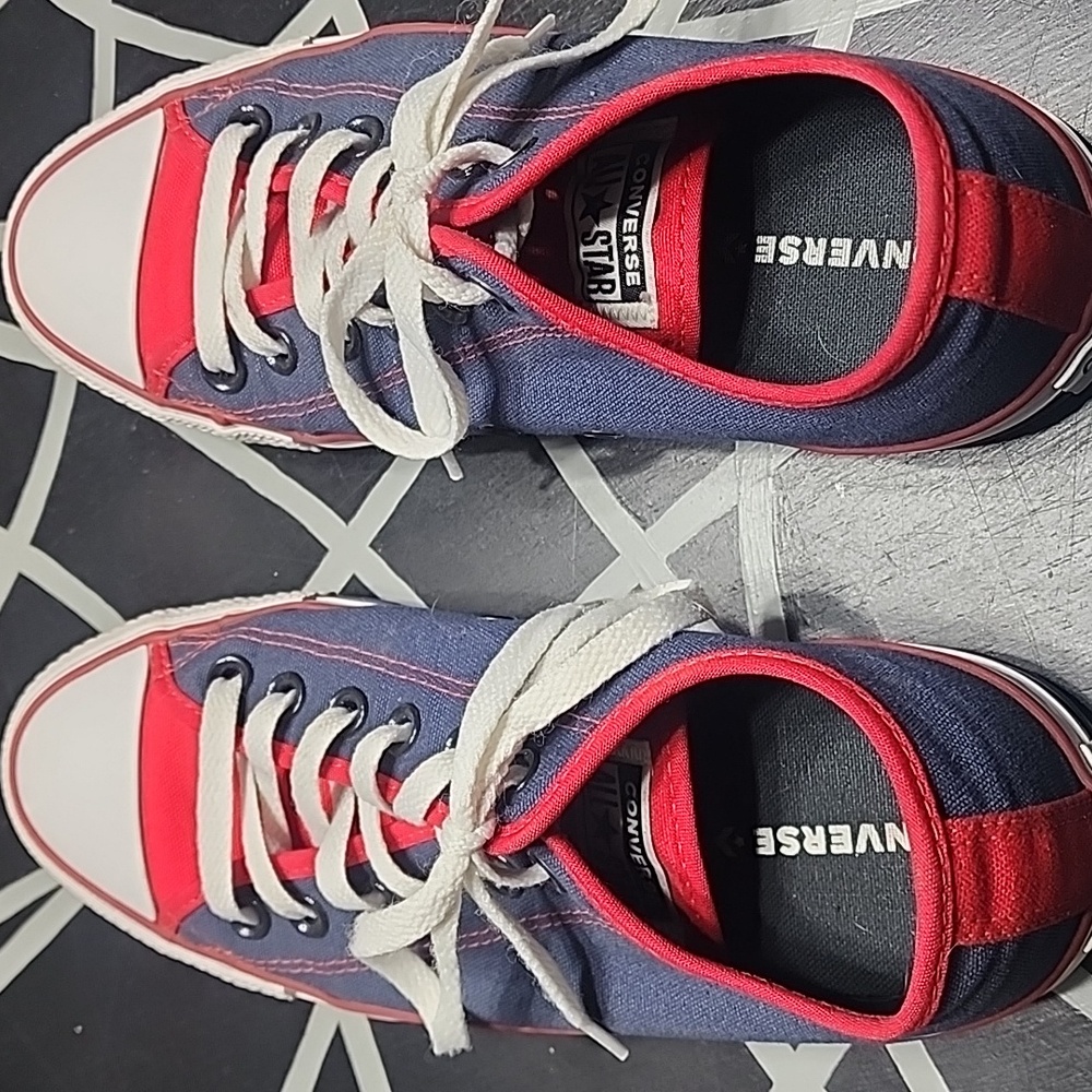 Customized Red and Blue Converse size M7W9